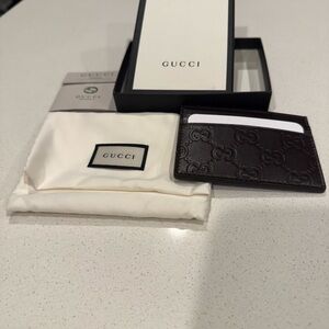 Gucci Brown Guccissima Embossed Leather Card Holder